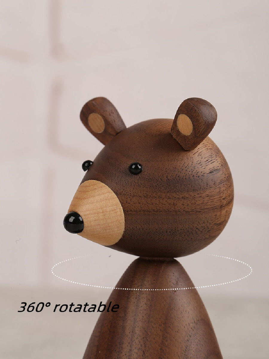 VKXK Danish style black walnut black bear ornaments, home decoration, handmade