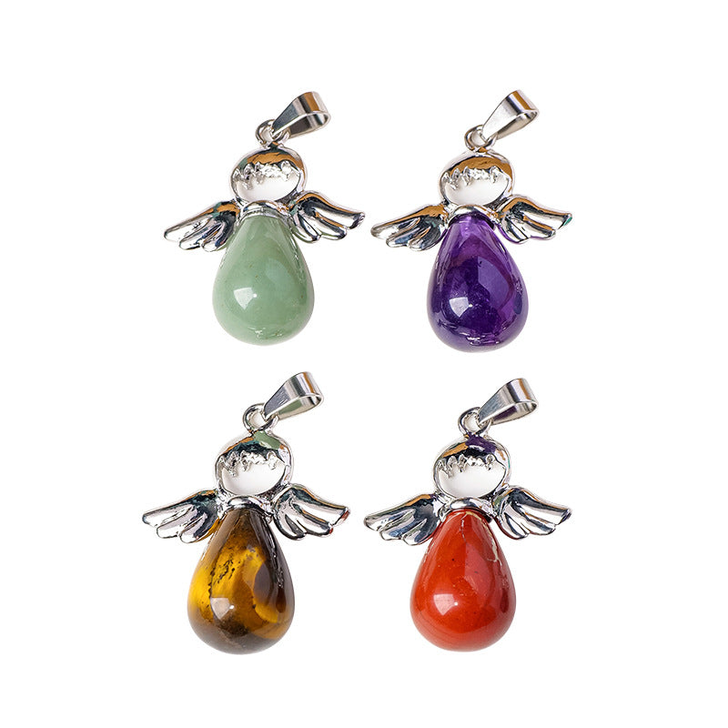 APENG Natural crystal gemstone drop angel Pendant