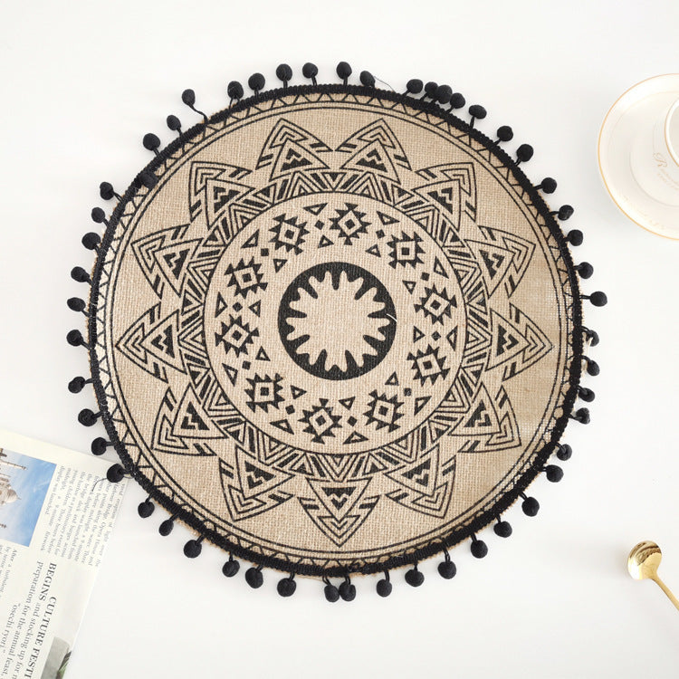 BGS Nordic jute hand-woven placemat, insulation pad, bottom coating, various styles, diameter 38/40cm