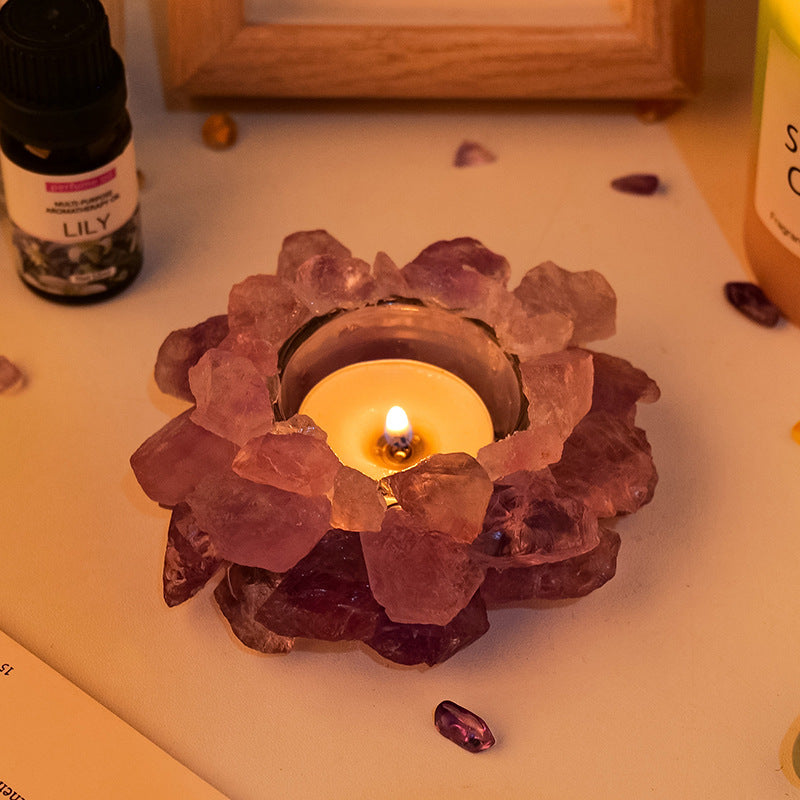 RYS Natural crystal rough stone candle holder, home decoration diffuser stone decoration