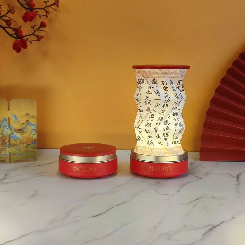 OBB LED folding night light, USB charging, rotating, with Bluetooth speaker, revolving lantern, cultural and creative gift