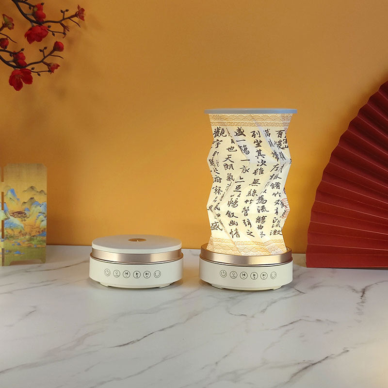 OBB LED folding night light, USB charging, rotating, with Bluetooth speaker, revolving lantern, cultural and creative gift