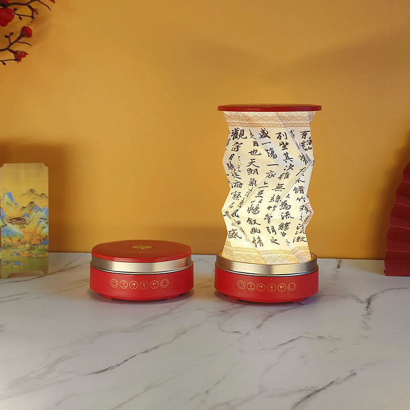 OBB LED folding night light, USB charging, rotating, with Bluetooth speaker, revolving lantern, cultural and creative gift