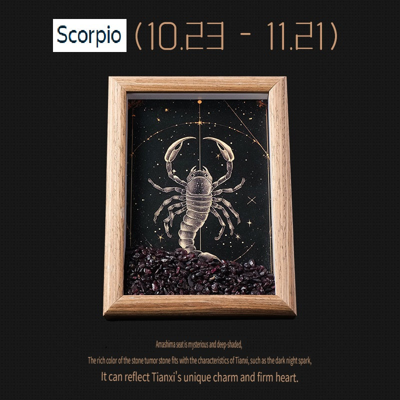 RYS Natural crystal gravel Twelve Constellations Photo frame decoration, crystal DIY hanging Artist Home Desktop Decoration