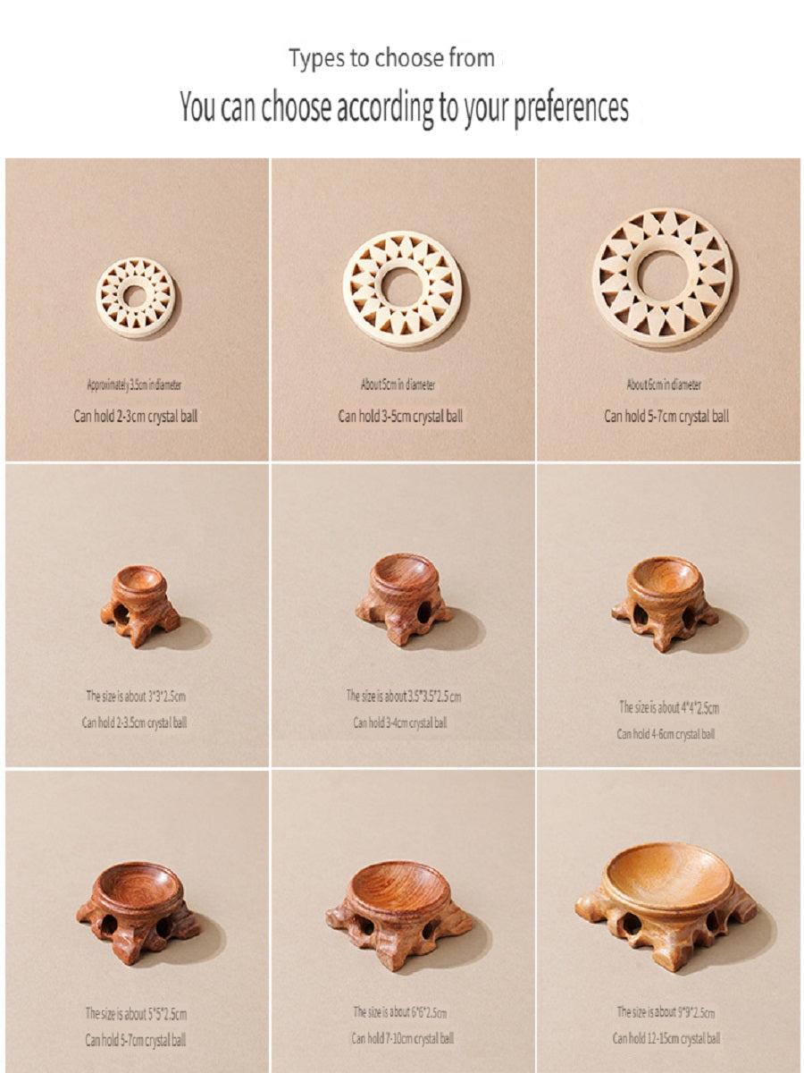 RYS Wooden root carved crystal ball base, home decoration