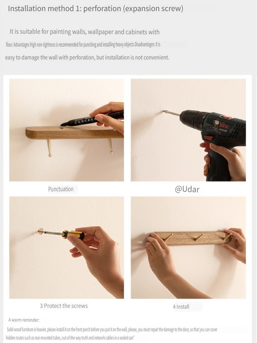 MYZD North American black walnut/beech solid wood coat hooks, 4-8 hooks optional