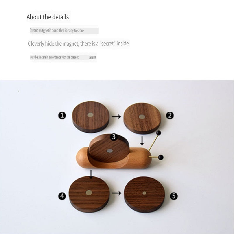 MYZD Black walnut/beech wood cartoon snail creative tea coasters, 5 pieces