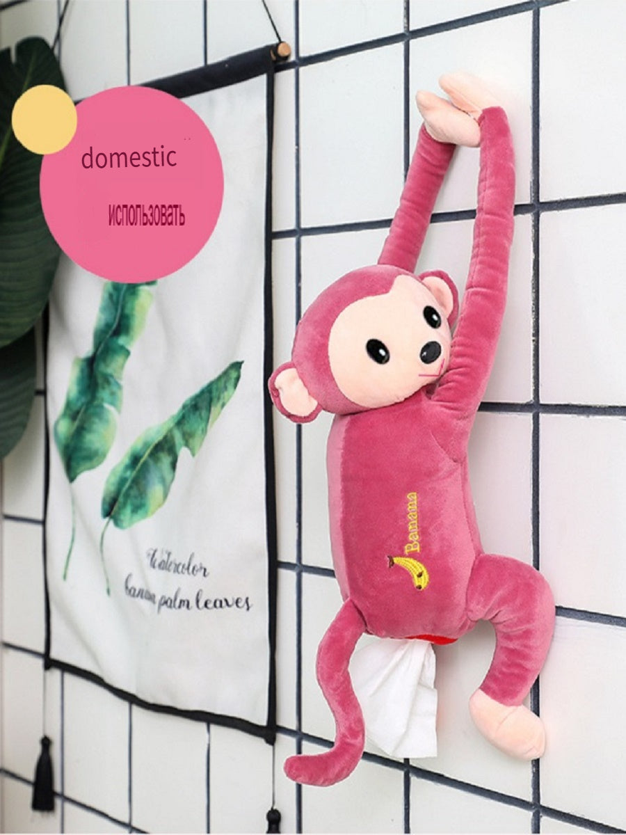 MCZB Creative Pippi monkey tissue box, car supplies, pull-out car seat back pumping box, can be used at home, can be used as a toy