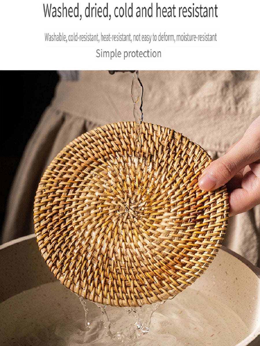 BGS Vietnamese autumn rattan hand-woven coasters, insulation pads, diameter 8-18cm