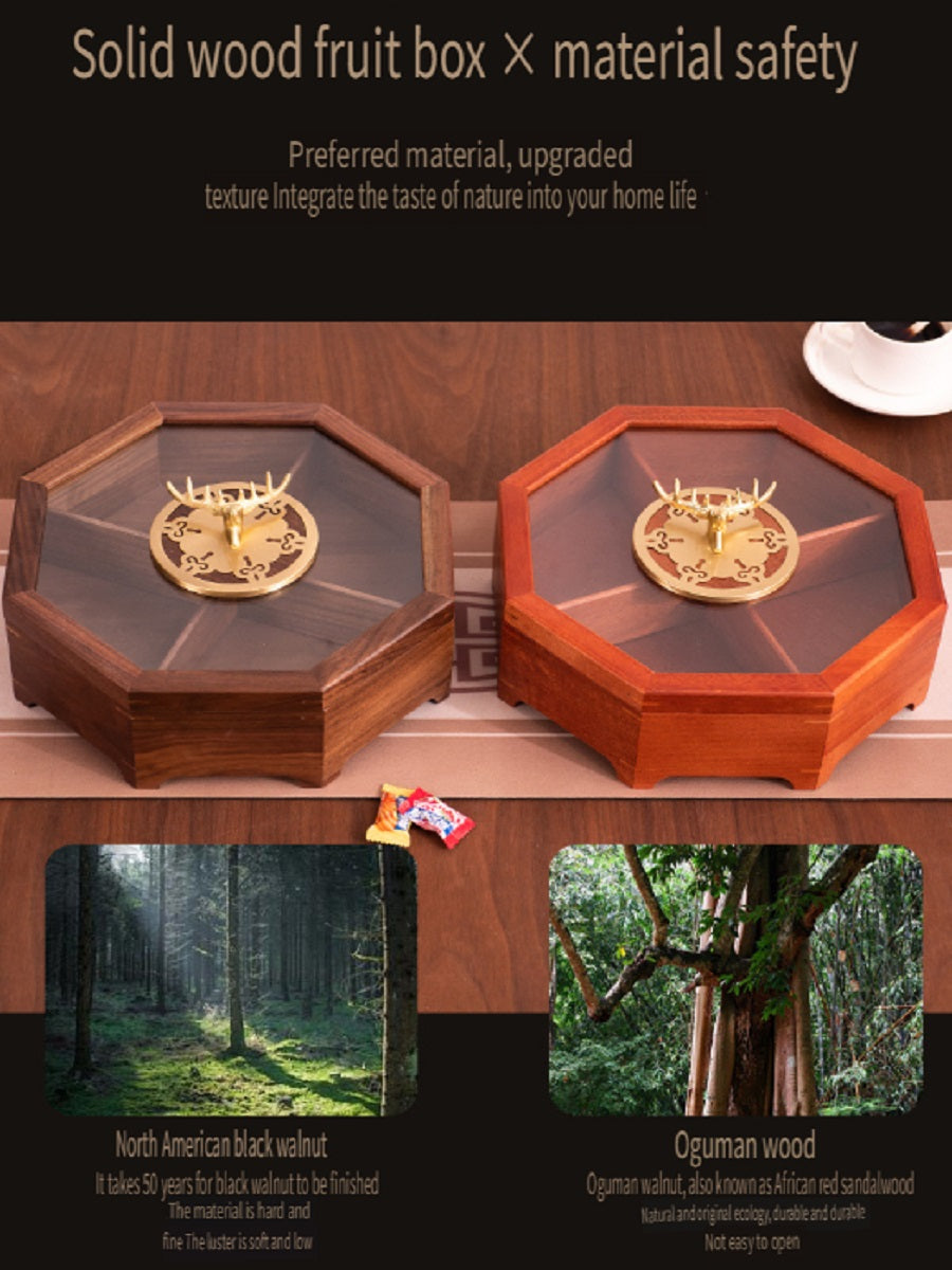 MYZD Black Walnut/Okoume Chinese Style Octagonal Dried Fruit Box