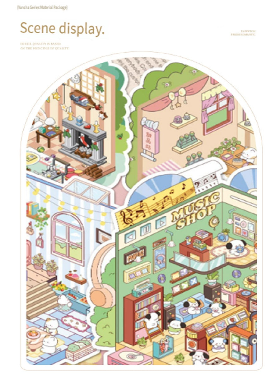 RetroStory Cartoon 3d three-dimensional large-size scene stickers, diy children's handmade decoration creative hand account landscaping stickers