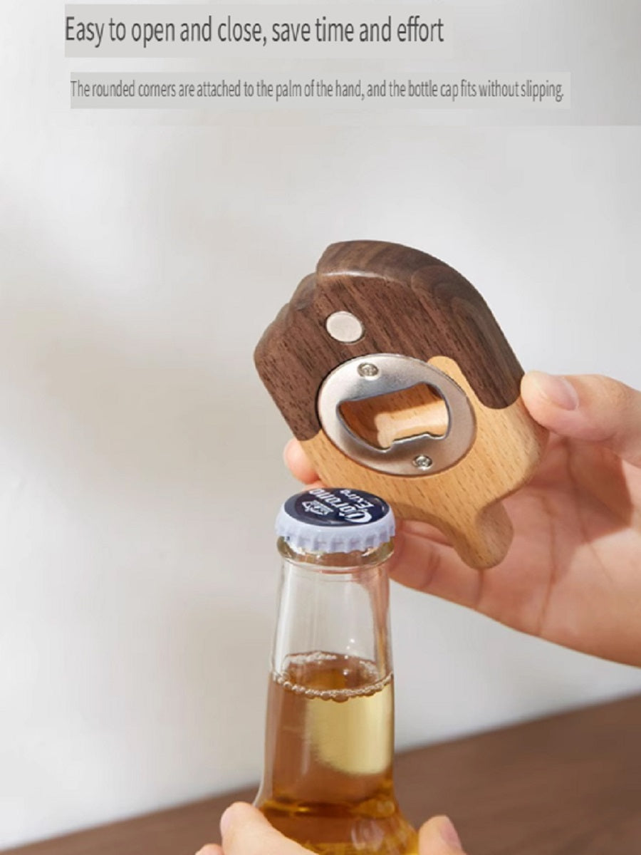 XMT Solid wood ice cream-shaped beer bottle opener, can be used as a magnetic refrigerator sticker