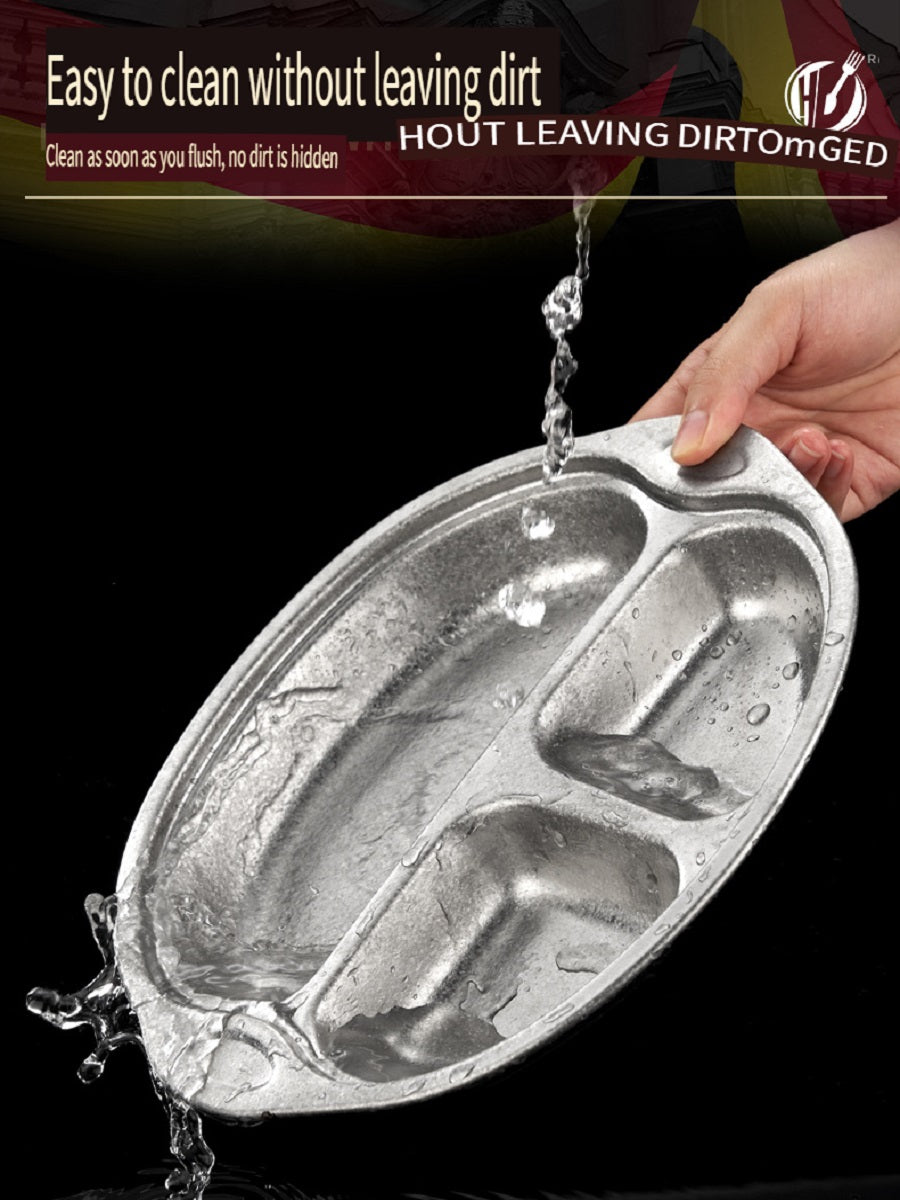 HOMGED Pure titanium children's dinner plate, compartment dinner plate, cartoon, anti-fall，Safe, no heavy metals，easy to clean