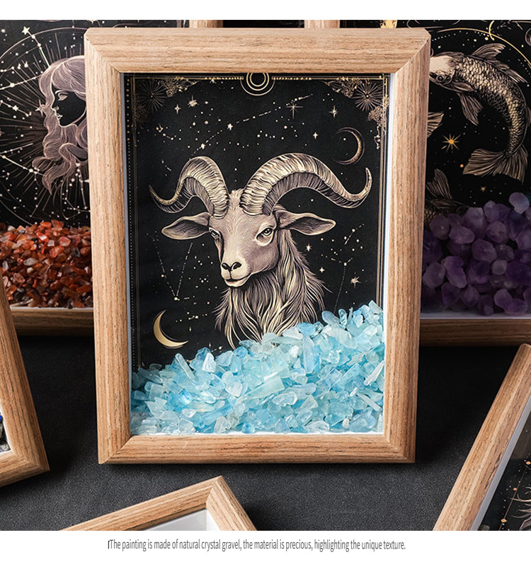 RYS Natural crystal gravel Twelve Constellations Photo frame decoration, crystal DIY hanging Artist Home Desktop Decoration