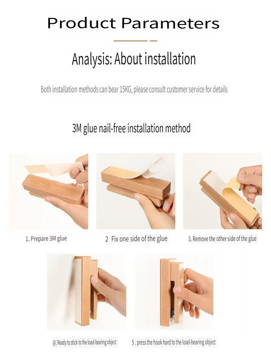 YZBZ Wooden marble towel hook, no punching required