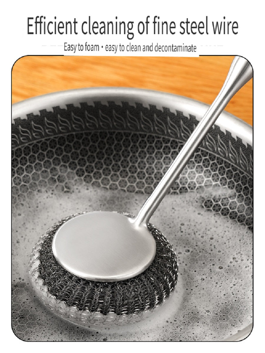 HOMGED Ebony handle 304 stainless steel household kitchen pot brush, removable and replaceable brush