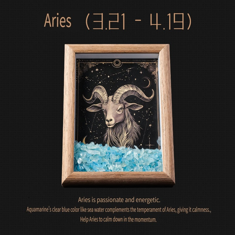 RYS Natural crystal gravel Twelve Constellations Photo frame decoration, crystal DIY hanging Artist Home Desktop Decoration