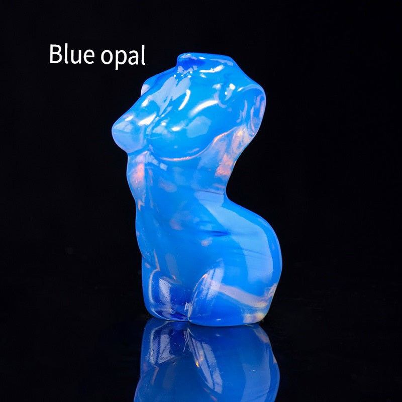 RYS Mini female model torso carved with natural crystal gems handicraft ornaments