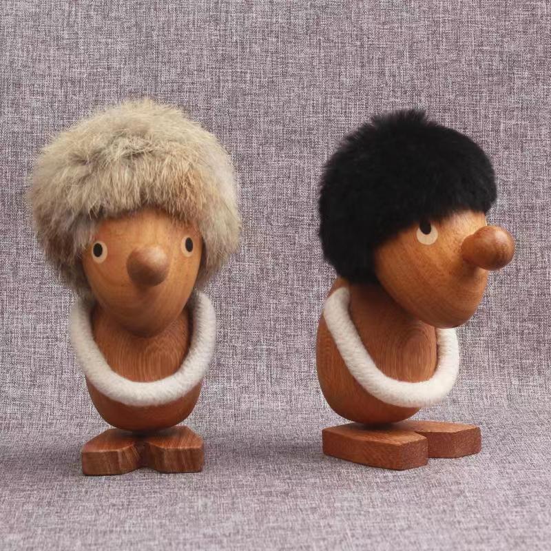 VKXK Nordic teak wood Viking puppet ornaments, suitable for home desktop, car, gift