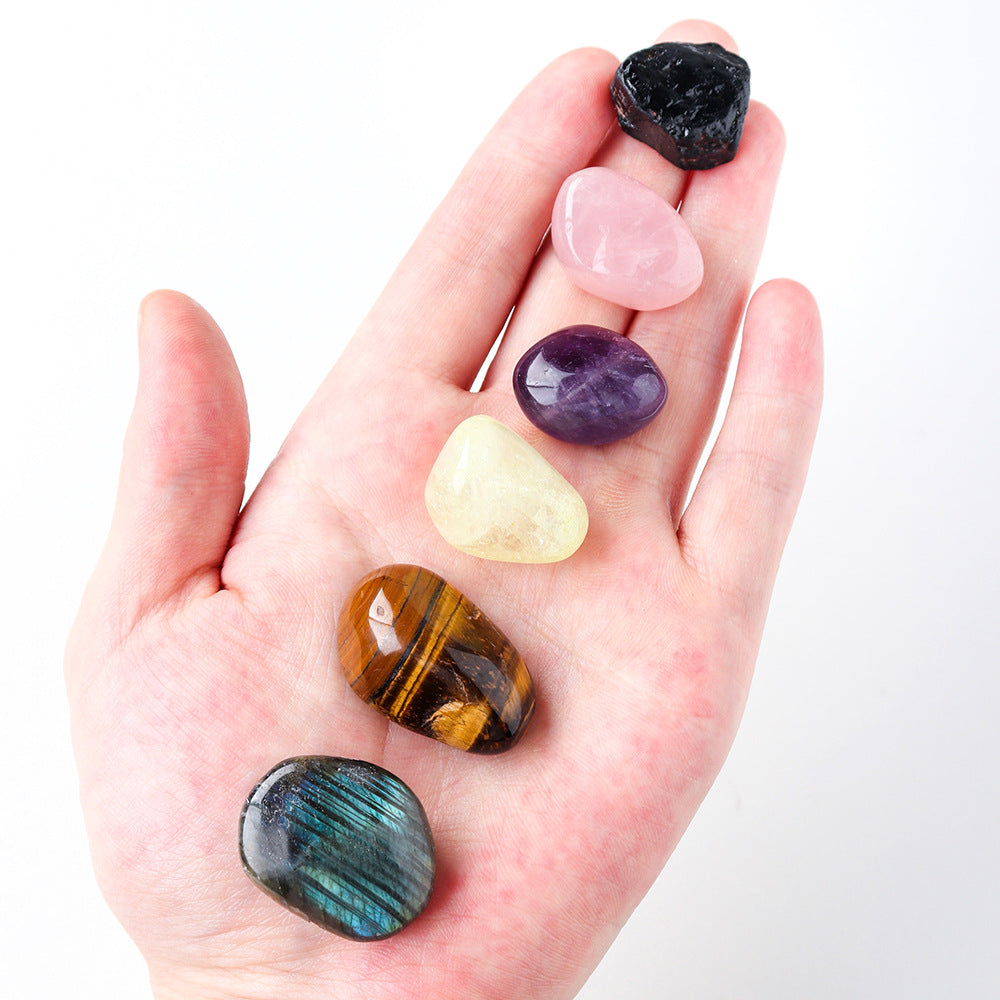 RYS Natural crystal cloth bag with rough stone, set of twelve constellations, handmade ore sample, gift for children