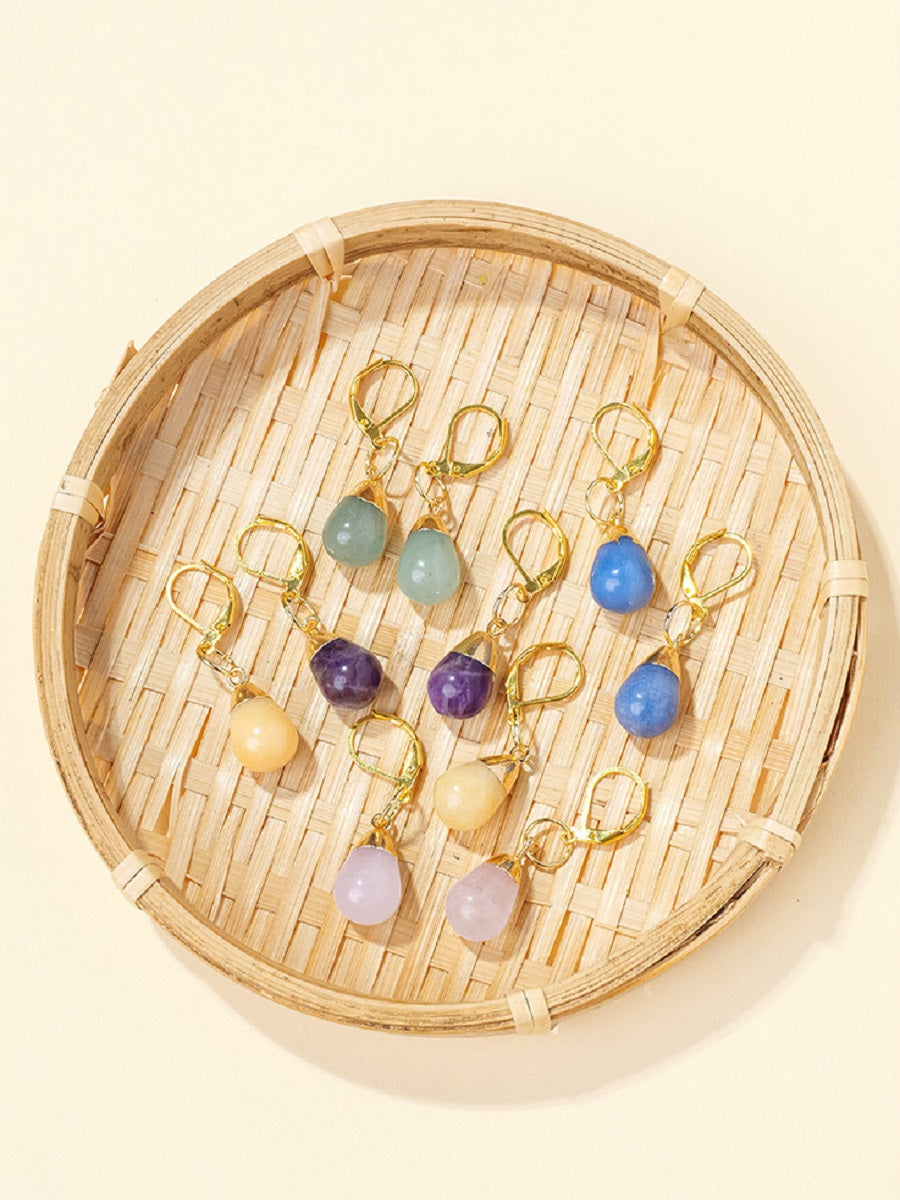 RYS Natural crystal jade rough stone drop earrings, French earrings