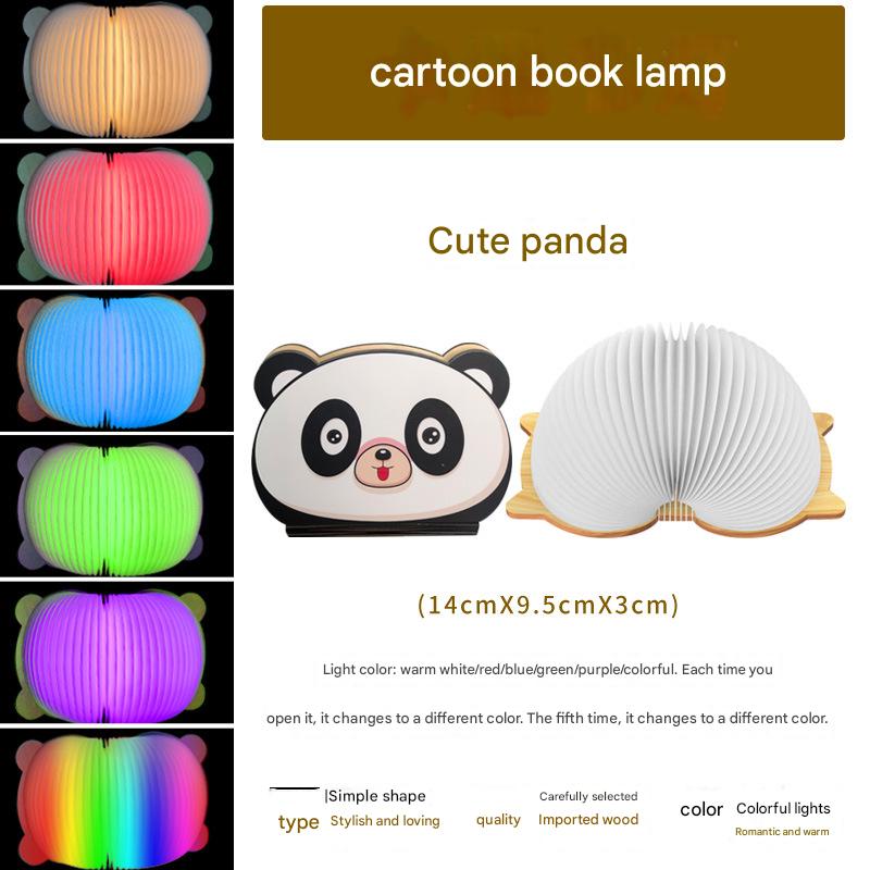 OBB Wooden cartoon folding book lamp, children's cultural and creative gift, colorful LED rechargeable night light