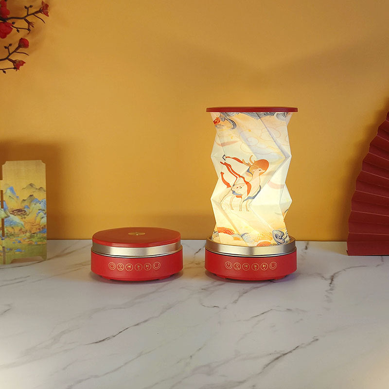 OBB LED folding night light, USB charging, rotating, with Bluetooth speaker, revolving lantern, cultural and creative gift