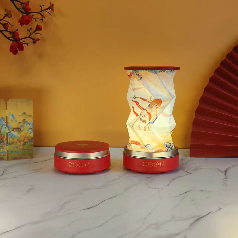 OBB LED folding night light, USB charging, rotating, with Bluetooth speaker, revolving lantern, cultural and creative gift