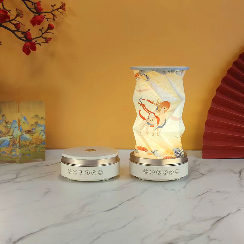 OBB LED folding night light, USB charging, rotating, with Bluetooth speaker, revolving lantern, cultural and creative gift