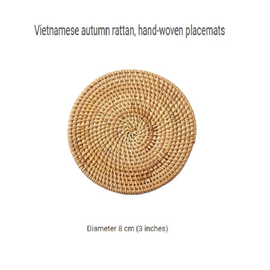 BGS Vietnamese autumn rattan hand-woven coasters, insulation pads, diameter 8-18cm