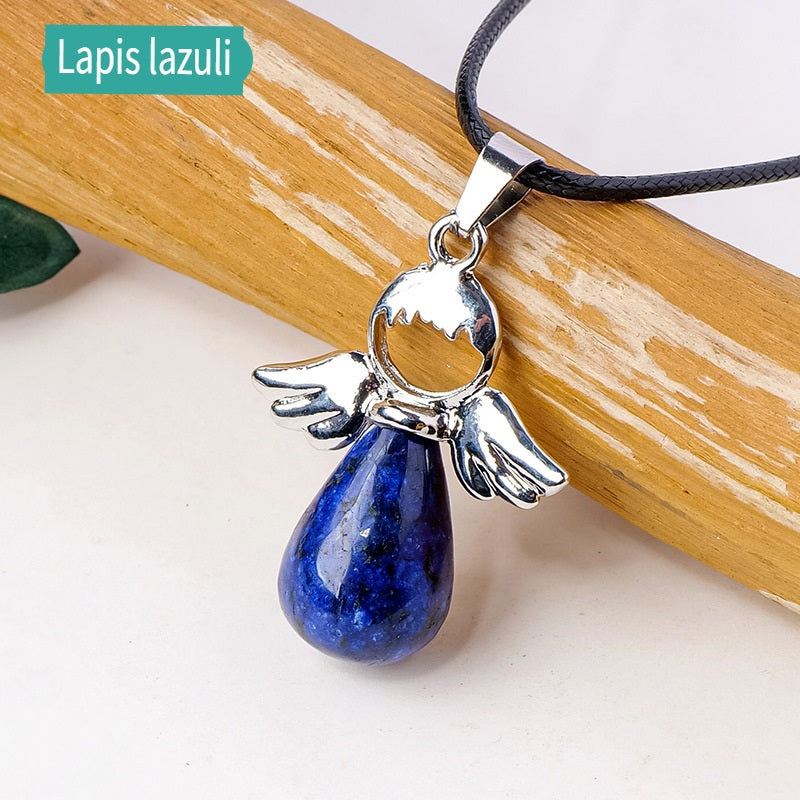 APENG Natural crystal gemstone drop angel Pendant