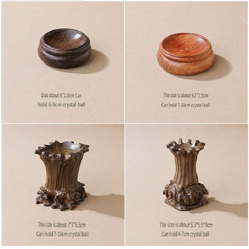 RYS Wooden root carved crystal ball base, home decoration