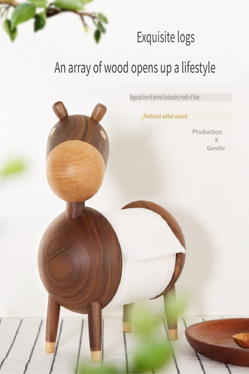 MSMY Creative cartoon donkey napkin holder made of solid wood