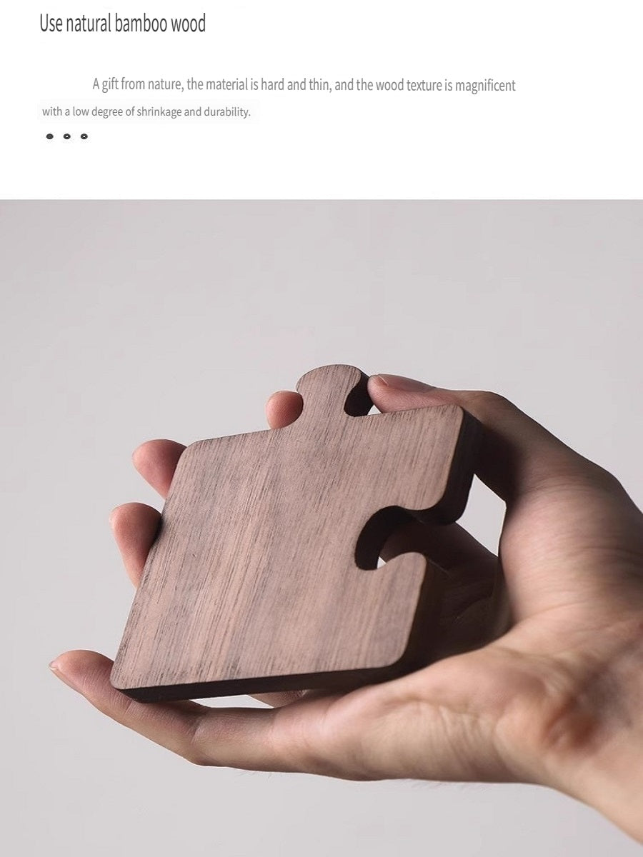 MYZD Natural bamboo Japanese puzzle coasters, 4-piece set