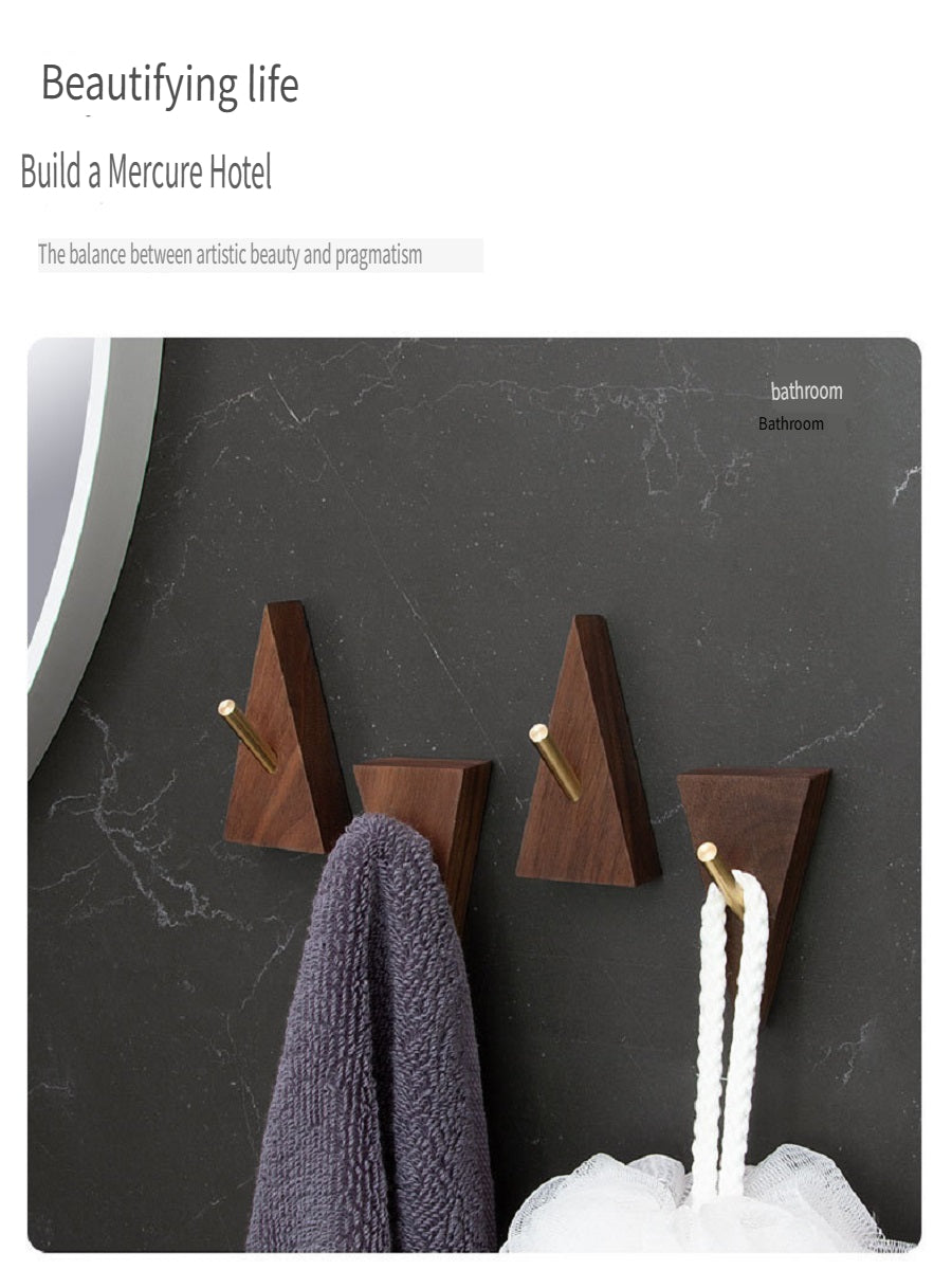 XMT Scandinavian-style solid wood hook, two installation methods, made of black walnut, beech brass, handmade