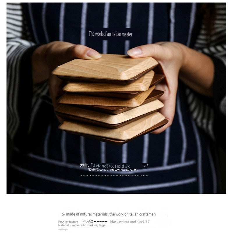 XMT Square black walnut, beech solid wood teacup cushion, 4-piece set with tripod