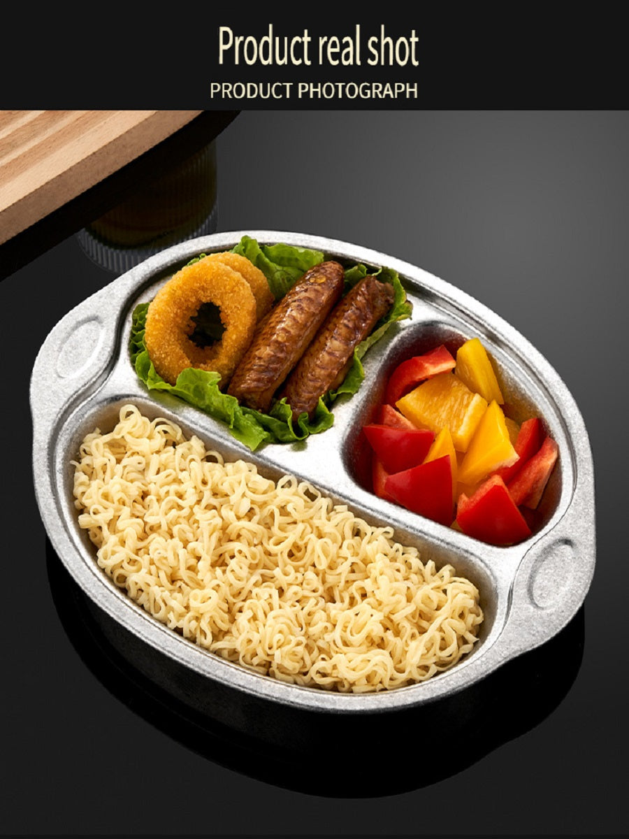HOMGED Pure titanium children's dinner plate, compartment dinner plate, cartoon, anti-fall，Safe, no heavy metals，easy to clean