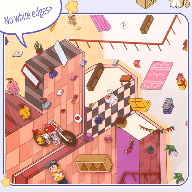 ERANC Three-layer 3D three-dimensional scene beautification stickers, large and miniature scene hand account stickers, a variety of styles