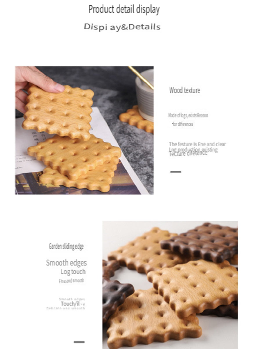 XMT Creative biscuit solid wood coaster, black walnut/beech, 2 pieces