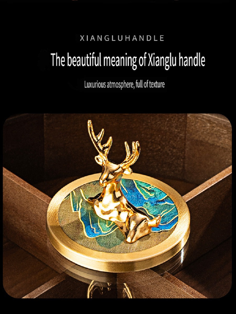 MYZD New Chinese style round dried fruit box, 360 degree rotating, made of African Okoume wood