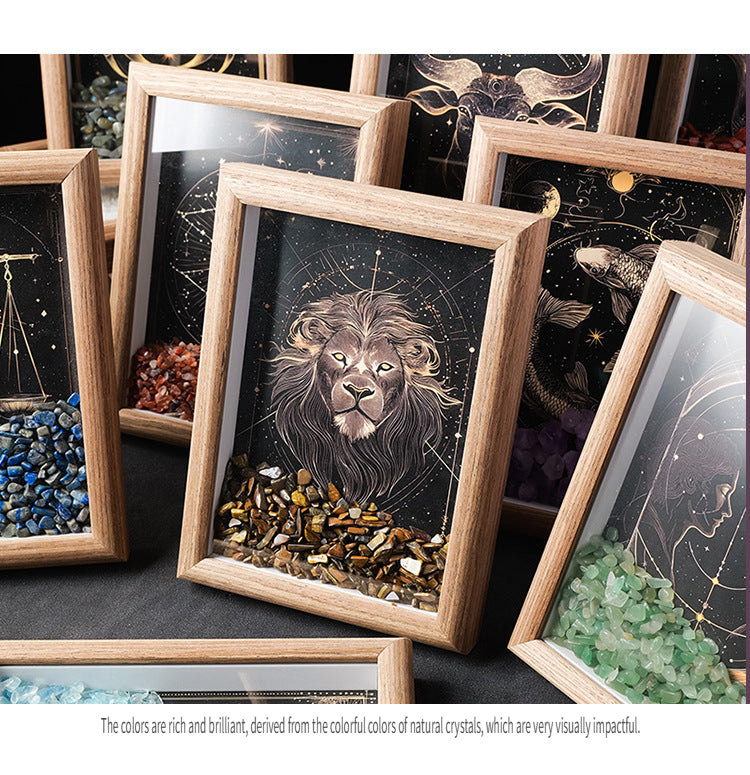 RYS Natural crystal gravel Twelve Constellations Photo frame decoration, crystal DIY hanging Artist Home Desktop Decoration