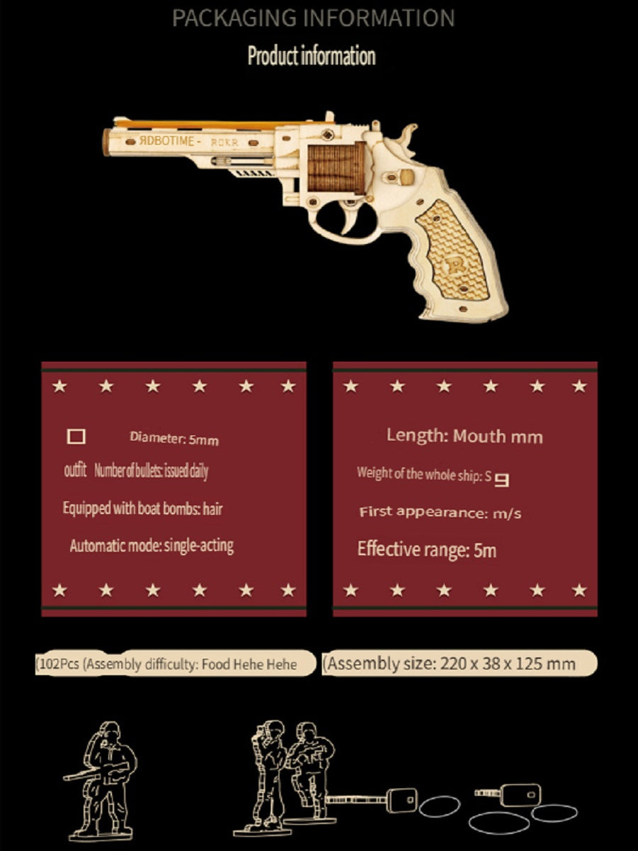Rokr revolver Smith M60/Remington shotgun M870, made of wooden parts, can be used for shooting, handmade weapon model