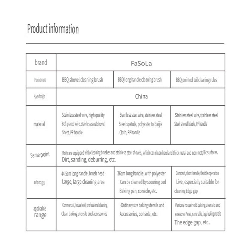 FaSoLa Household stainless steel barbecue grill grid cleaning brush, lengthened PP handle