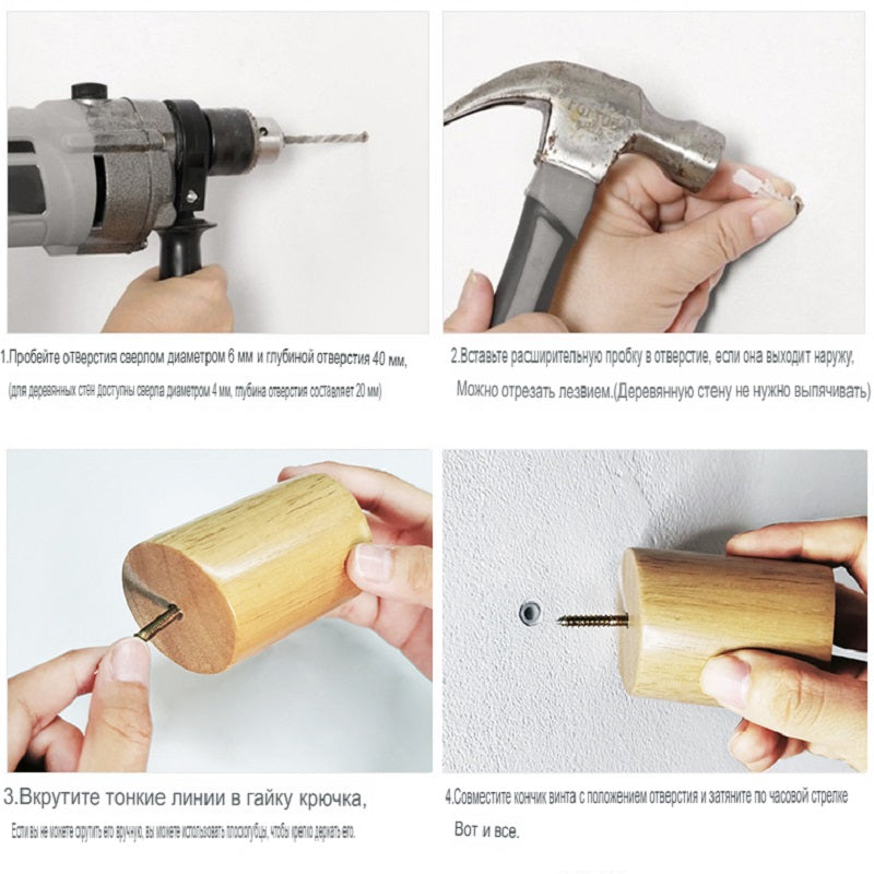 XMT Nordic beech creative hook, punch-free, non-slip, wall-mounted coat hook