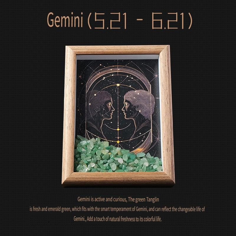 RYS Natural crystal gravel Twelve Constellations Photo frame decoration, crystal DIY hanging Artist Home Desktop Decoration