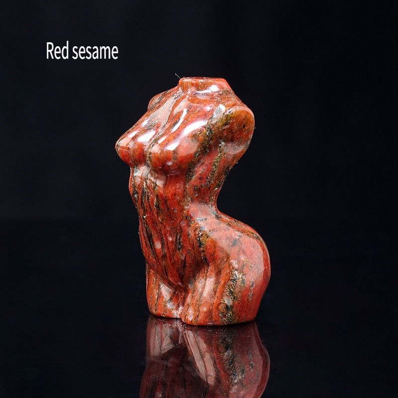 RYS Mini female model torso carved with natural crystal gems handicraft ornaments