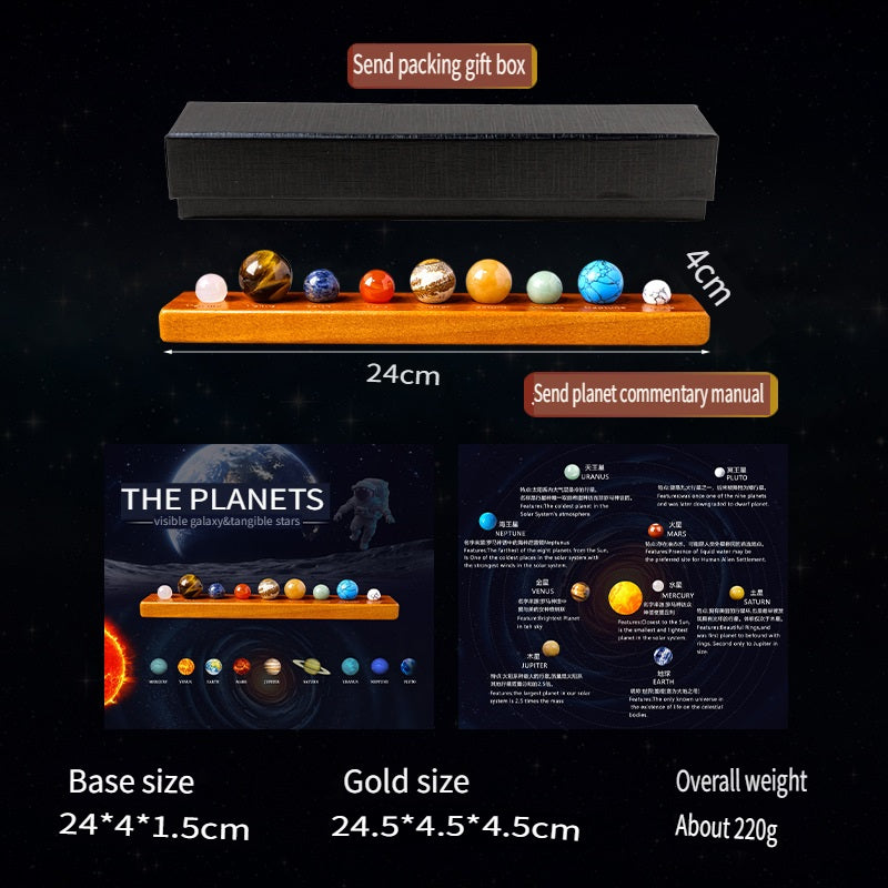 RYS Natural crystal ball with precious stones, set of nine planets, crystal ore sample