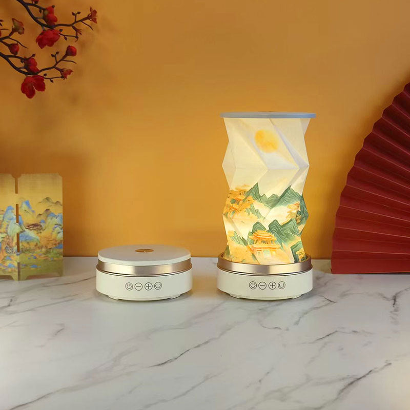 OBB LED folding night light, USB charging, rotating, with Bluetooth speaker, revolving lantern, cultural and creative gift