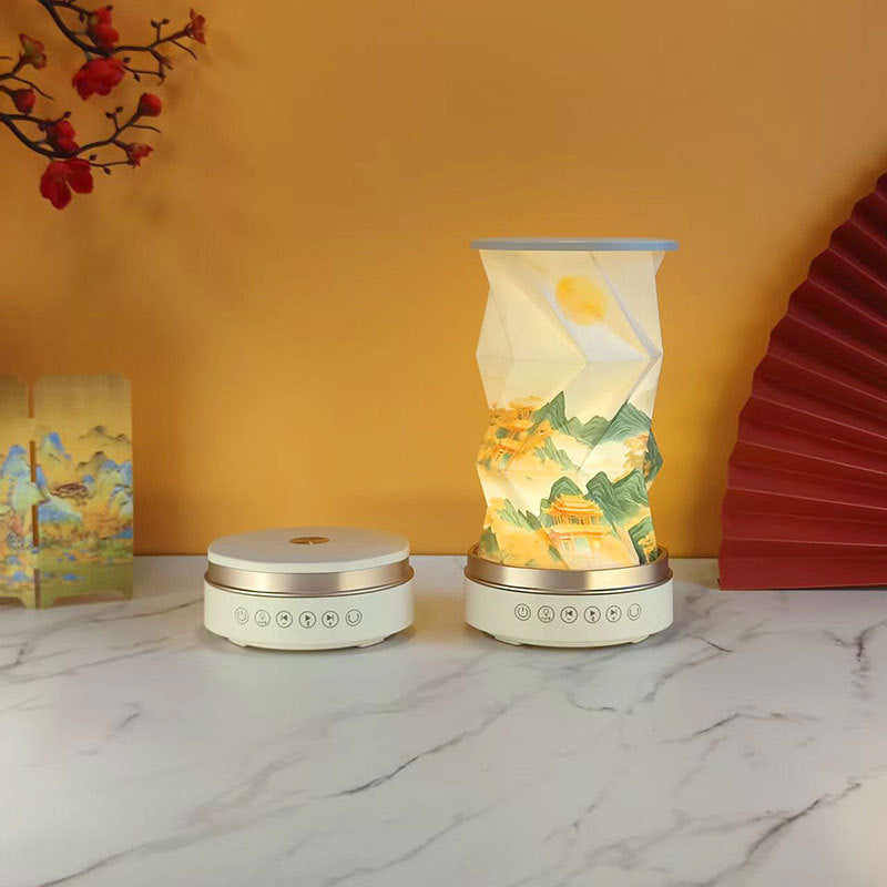 OBB LED folding night light, USB charging, rotating, with Bluetooth speaker, revolving lantern, cultural and creative gift