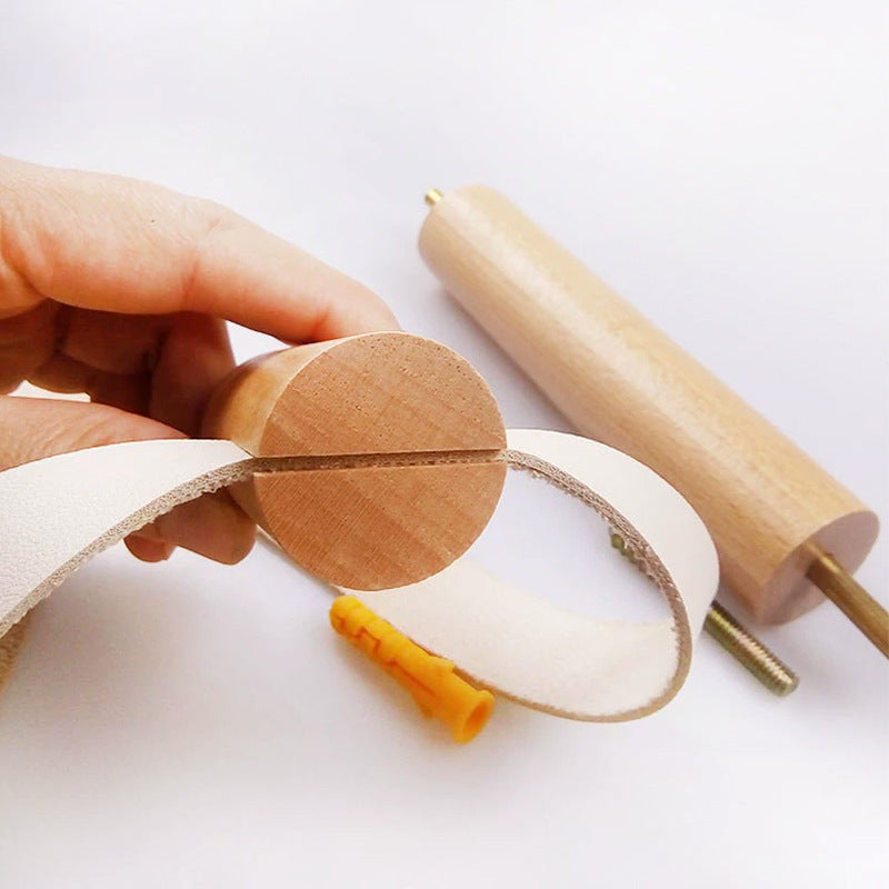 XMT Hanging paper roll holder made of pure copper and beech wood